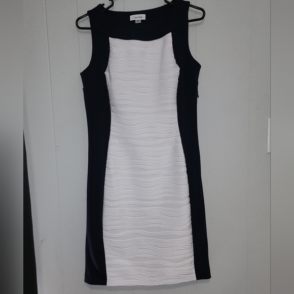 Calvin Klein Classy Gorgeous 😍 Navy Blue And White Dress - Picture 12 of 16